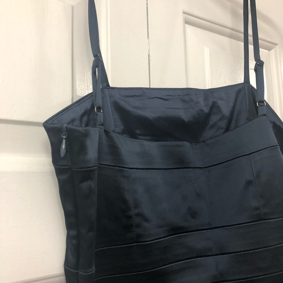 MOVING SALE // Navy Satin Strappy Theory Dress - Picture 2 of 3
